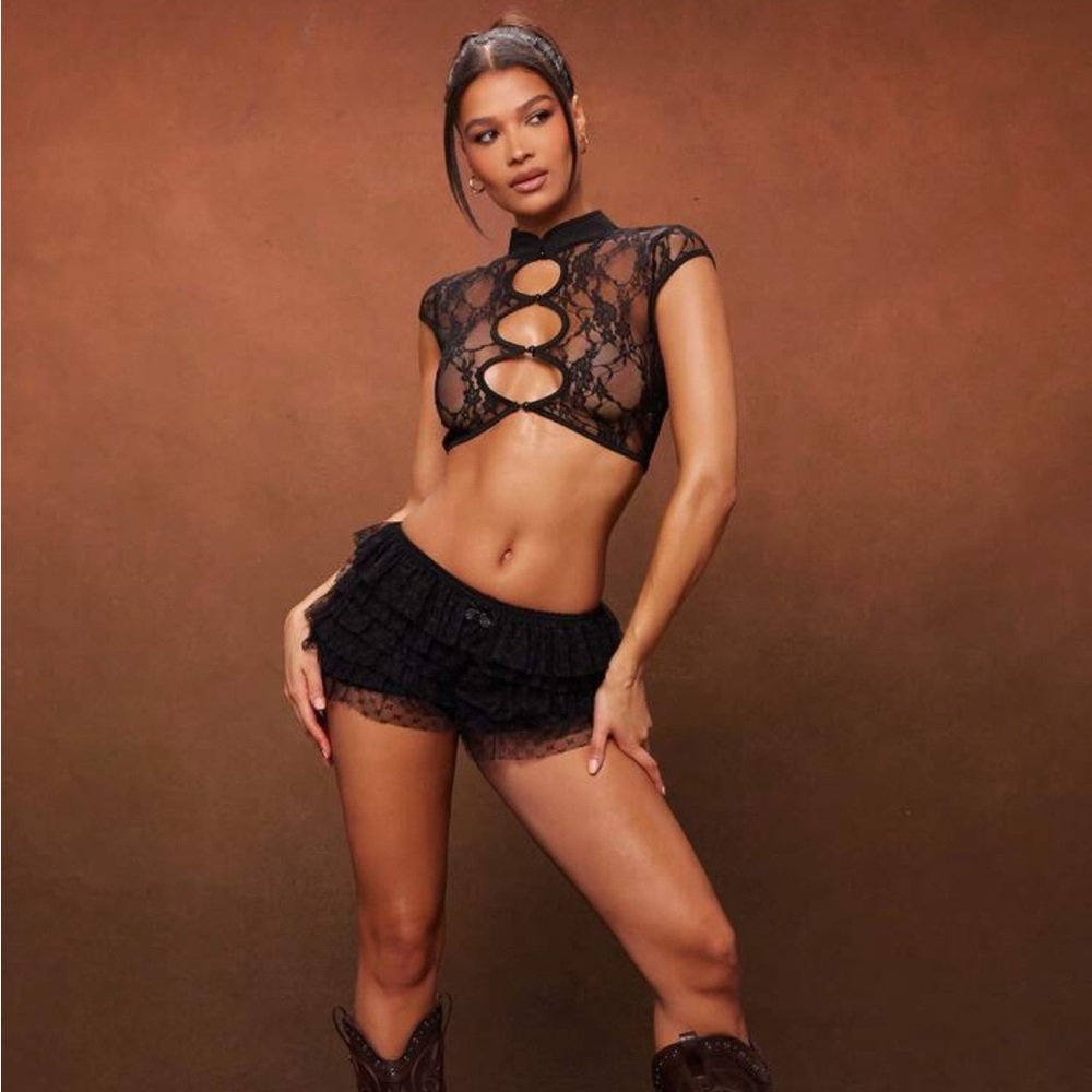 Black Lace Crop Top